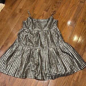 J. Crew Gingham Mini Dress in Black and Gold
